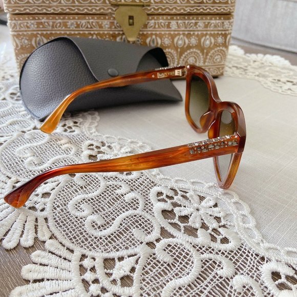 🆕Lanvin Square Crystal Sunglasses Tortoise Brown - Picture 6 of 10